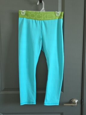 Jockey Turquoise Leggings with Lime Waistband